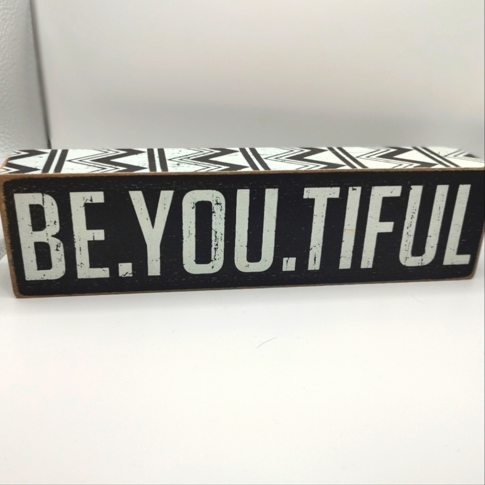 💥3/$20 Block Distressed Decor saying "BE.YOU.TIFUL"